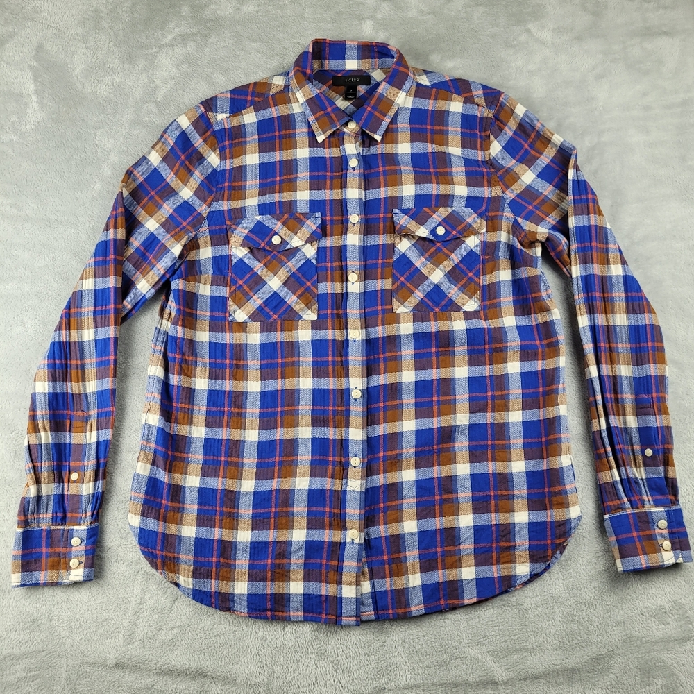 J. Crew Women's Shirt Button Up Plaid Long Sleeve Size 8